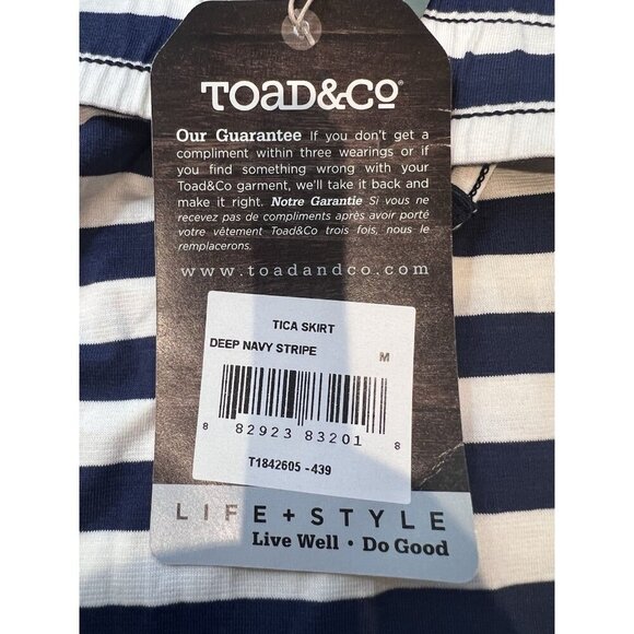 Toad&Co Tica Skirt Deep Navy Stripe Size Medium Nautical French Cotton Modal NWT - Picture 8 of 9